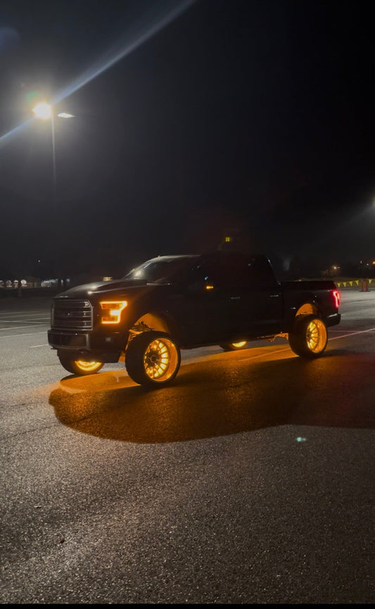 12-Row Switchback Wheel Ring Lights – 17″ Dual-Color Plug-and-Play Kit with Turn Signal Integration